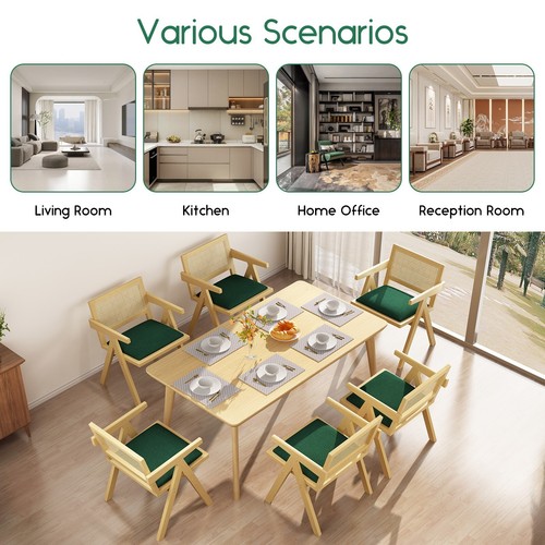 2 Pieces Wooden Chair Foldable Pu Leather Rattan Stools for Kitchen Island - Picture 41 of 45