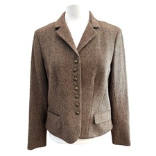 Chaps Tweed Herringbone Jacket Equestrian Academia Classic Old Money College L