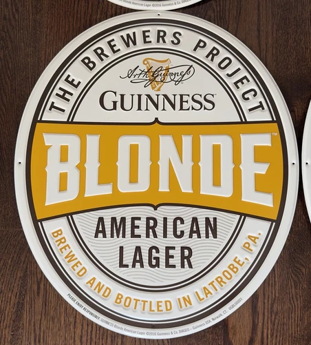 New Guinness Blonde Beer Vintage Style Tin Metal Sign Man Cave Collectible
