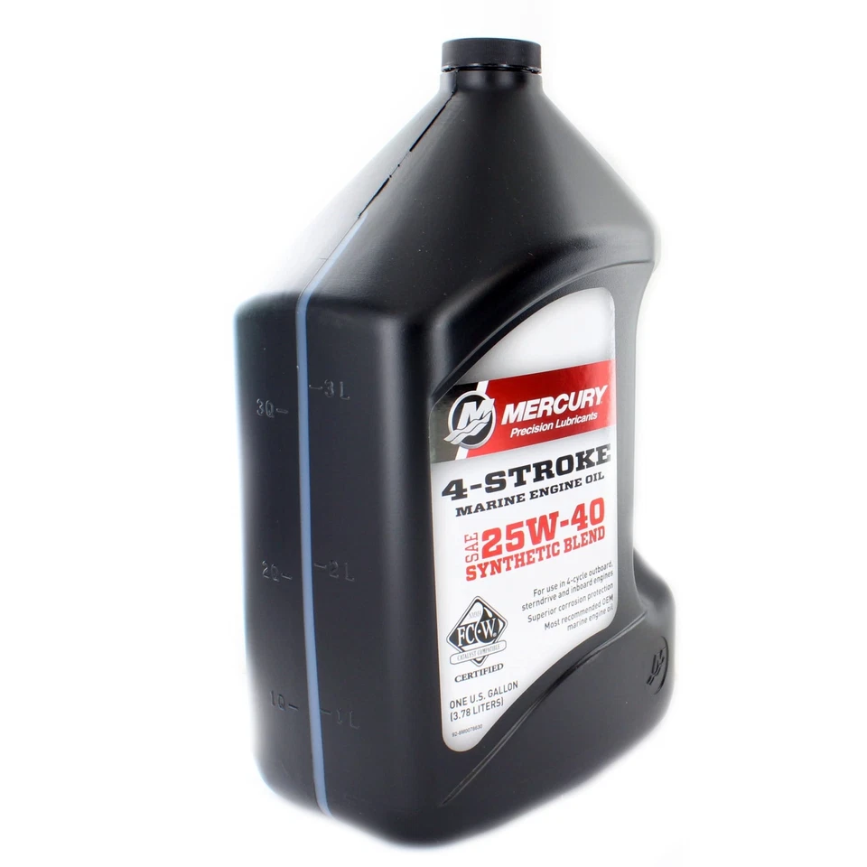Mercury Marine Nuevo OEM 25W-40 Mezcla Sintética 4 Tiempos Aceite 1 Gal., 92-8M0078630 Foto 2 de 4
