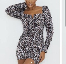 black ditsy floral dress