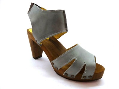 Sanita Wood Vela Plateau Sandalen Clogs mit Absatz Holz Echtleder  NEU Gr.37