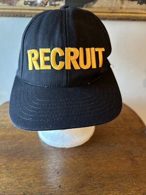 Recruit Military Cadet Cap Hat Black OSFA Made In USA Baseball Embroidered  Gold