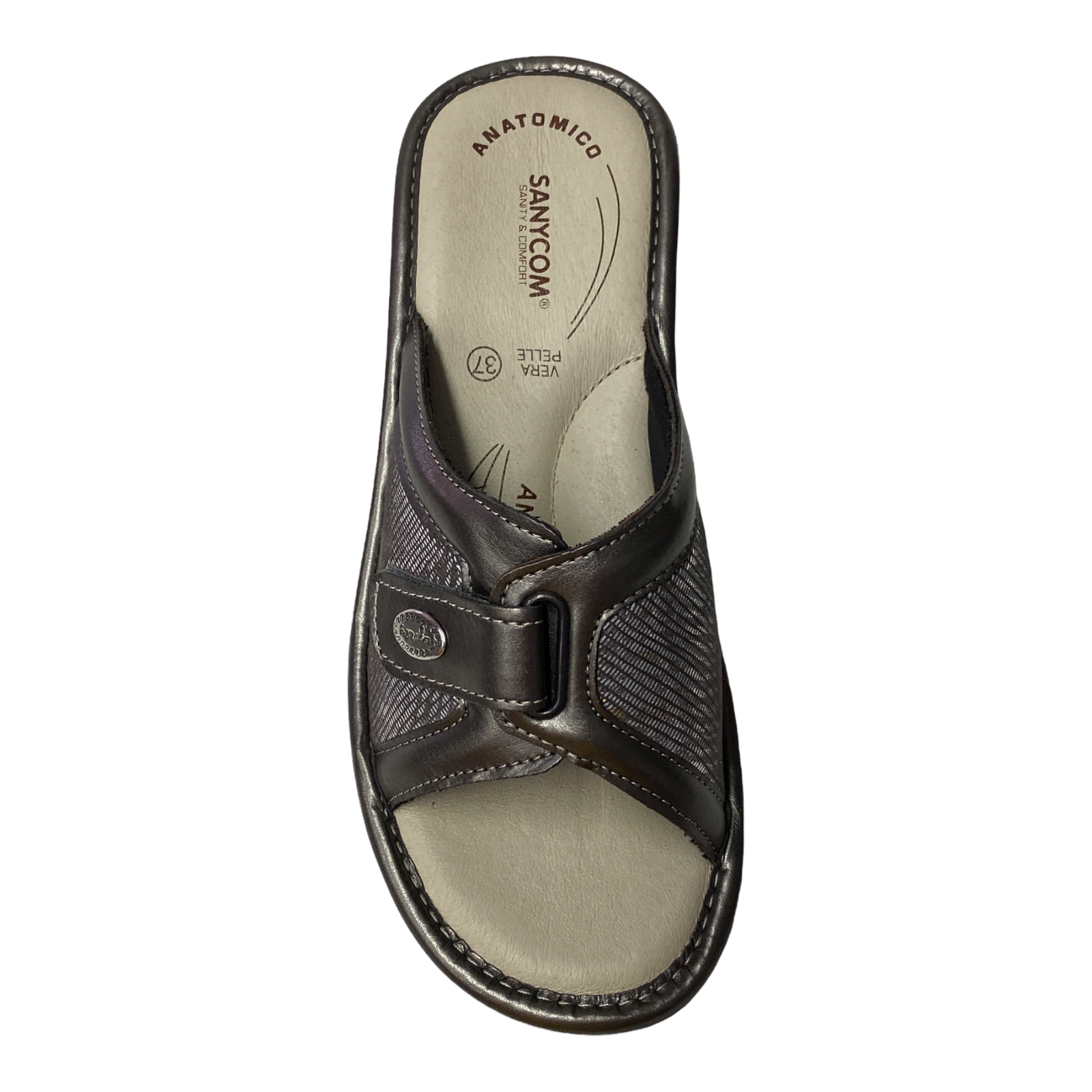 Sandali sabot ciabatte donna 9 cm blu strass trasparente pelle