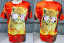 Cool Kitty Cat Lover Kitten Aviator Sunglasses XL Spandex Cotton XL T-Shirt
