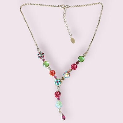 Floral Drop Necklace Monsoon Accessorize Gold Colorful Festival Boho
