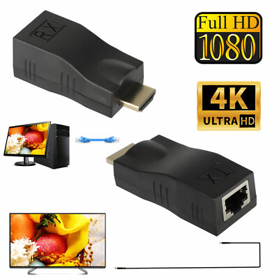 2Pcs 4K 1080P HDMI Extender to RJ45 Over Cat 5e/6 Network LAN