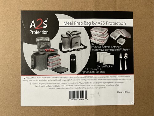 Meal Prep Lunch Box ISOBAG - Large Insulated 6 Meal Prep Bag/Cooler with 12 Containers, 3 Ice Packs & Shoulder Strap (Blackout) - Made in USA
