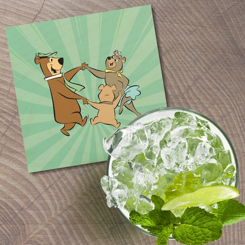 Yogi Bär Cartoon Boo Boo Cindy 4" x 4" Quadratische Holzuntersetzer - Bild 2 von 3