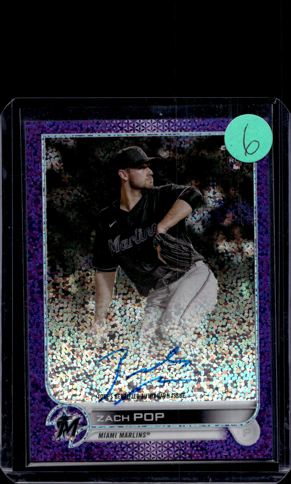 2022 Topps Chrome Zach Pop Rookie Autographs Purple Speckle Refractor #/299