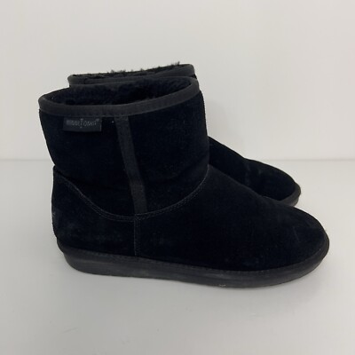Minnetonka Black Moccasin Mini Suede Wool Lined Boots Size
