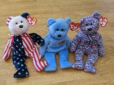 TY 1999 SPANGLE the BEAR BEANIE BABY MINT with TAGS Patriotic America USA Trio