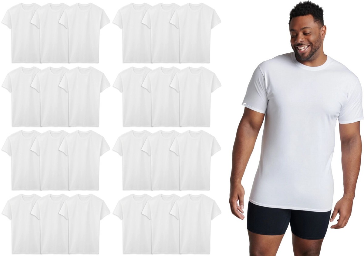 24 White Tall Man XLT 46-48 Inch Crew Neck T-Shirts Fruit Of The