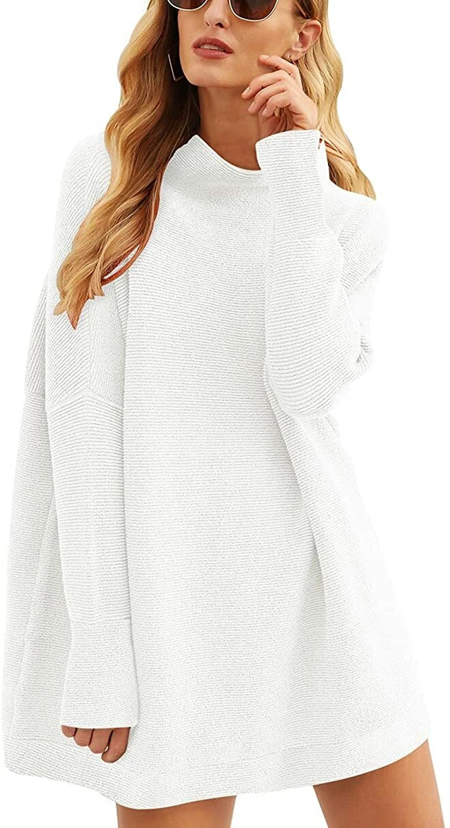 ANRABESS Women Casual Turtleneck Batwing Sleeve Slouchy Oversized