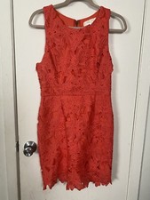 ASTR The Label Orange Sheath Dress Floral Laced Sleeveless Zip Size M