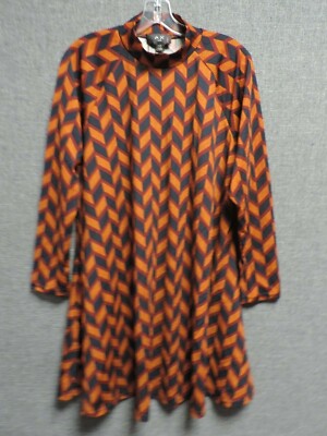 AX Paris Damen High Neck Printed Swing Dress Rust UK 22 LN110 AB 16