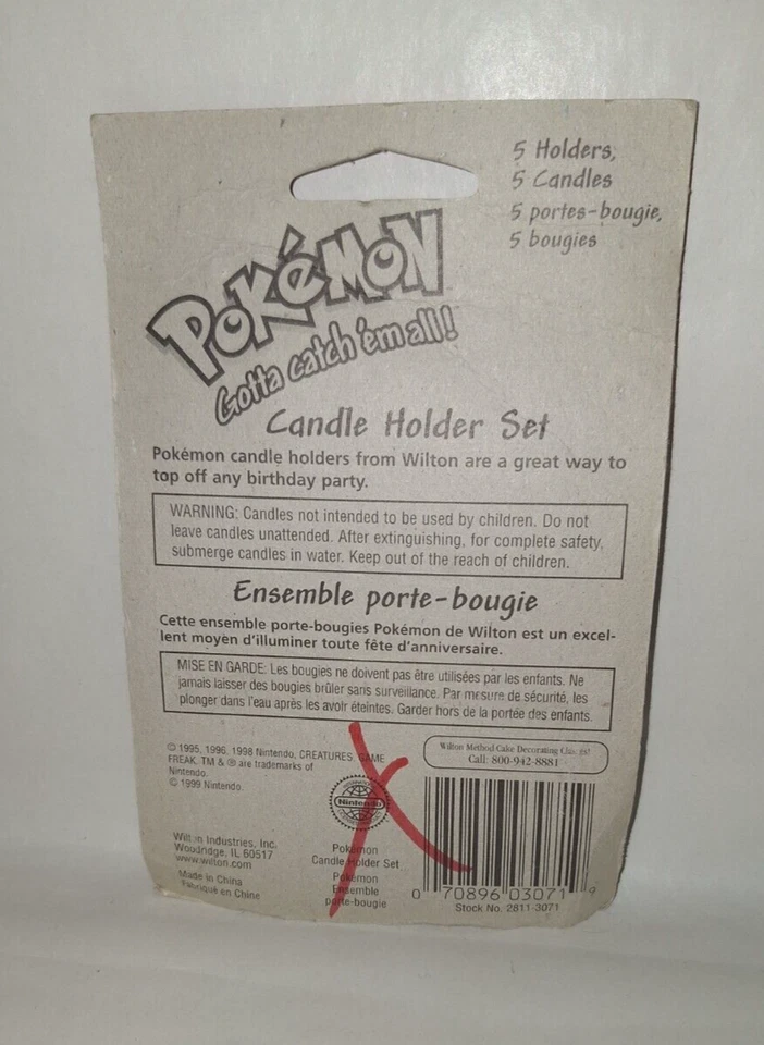 JUEGO CANDELABRO POKEMON FIESTA CUMPLEAÑOS PASTEL NUEVO EN PAQUETE VINTAGE WILTON Foto 4 de 4