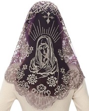 Triangle Church Mantilla Veil Catholic Mass Chapel Lace Veil Religious Christ...