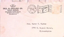 Dill & Collins Co Paper Makers Delaware Paper Mills Philly Vintage Envelope 1904