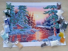 Magical Winter Bead Embroidery Kit   DIY Beaded Cross Stitch Needlework Craft