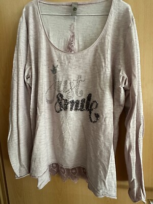 Tredy Langarm Shirt mit Glitzer und Spitze altrosa