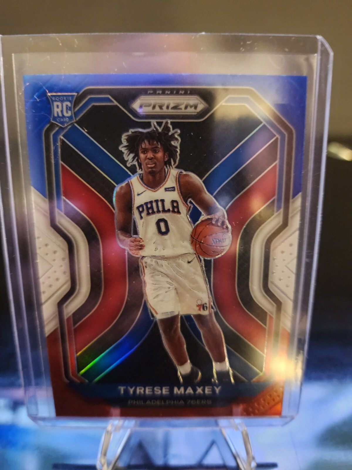 2020 Panini Prizm Tyrese Maxey Red White Blue Prizm Rookie 76ers 