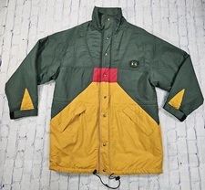 KEMPER Ski Snow Jacket MENS SZ M Anorak Green Yellow Colorblock Weatherproof 90s