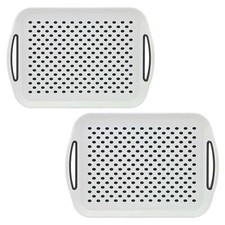 2X ANTI SLIP SERVING TRAY PLASTIC RUBBER GRIP LAP WAITER SERVE FOOD DINNER DRINK