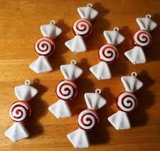 8 Swirl Candies Red  White Peppermint Candy Christmas Tree Ornaments Decor NEW