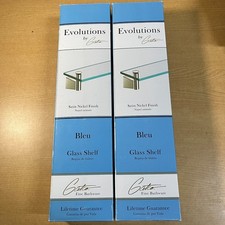 x2 Gatco 4716 Bleu 21" Glass and Metal Bathroom Shelf - Nickel