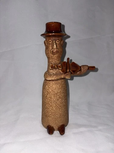 Haeger Toe Tapper Violinist - Glossy & Matte Brown Glaze - Minor Chips