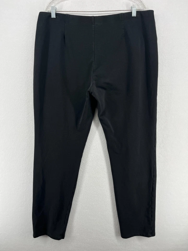 Pantalones EILEEN FISHER XL Elásticos Algodón Terry Largo Completo Calce Ajustado Lavado Negro Foto 2 de 4