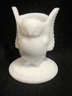 Vintage Westmorland Milk Glass Owl Shaped Toothpick Match Holder