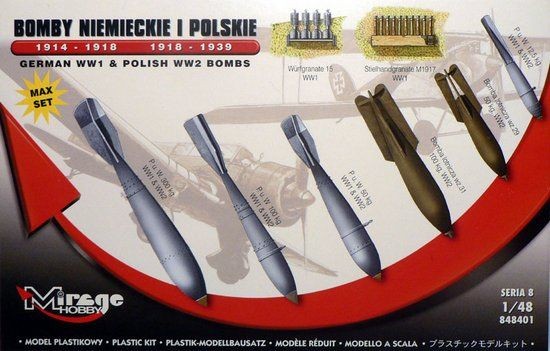 Mirage Hobby 848401 - 1:48 German WWI & Polish WWII Bombs Max Set