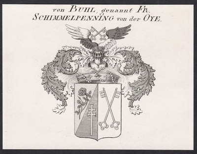 Buhl Schimmelpenning Oye Wappen Kupferstich Genealogie Heraldik 1820