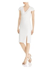 ADRIANNA PAPELL Womens Ivory Cap Sleeve Above The Knee Evening Dress 10