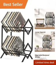 Modern 2-Tier Vinyl Record Storage Holder for 200 LPs - Scratch Resistant Design
