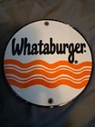 VINTAGE WHATABURGER PORCELAIN SIGN FAST FOOD RESTAURANT VINTAGE