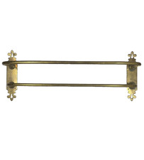 Vintage Double Towel Brass Bar Antique Cast Brass Metal Bathroom Rack 21.5"