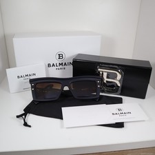 BALMAIN PARIS B-VII BPS-131B-55 by Akoni Square Frame Navy/Brown Sunglasses NIB