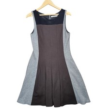 Bailey 44 Colorblock Black Sleeveless Fit Flare Skater Swing Knit Preppy Dress M