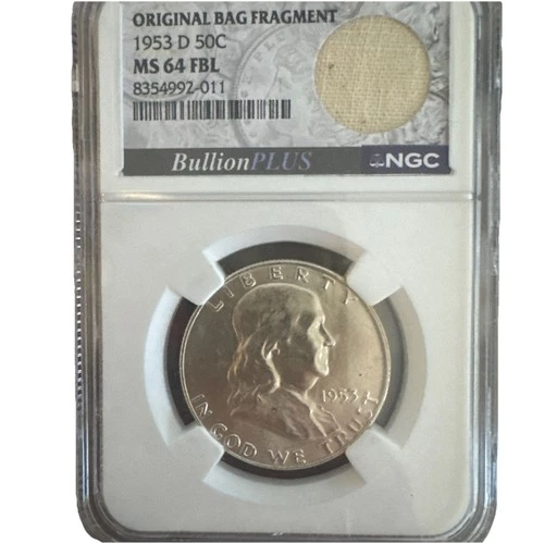 1953 D Franklin 50C NGC MS 64 FBL !! Original Bag Fragment US Silver Coin🔥