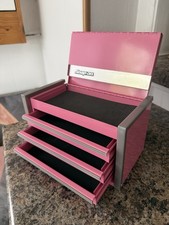 Snap-on Mini 3-drawer Metal Tool Box Chest Pinkgray W Drawer Liner