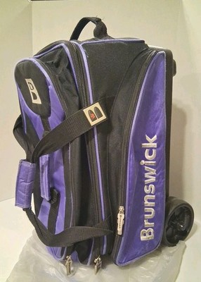 Brunswick Blitz Double Roller 2 Bowling Ball Bag Rolling Wheels, Used, No Handle