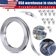 304 Stainless Steel Hose Clamp Assortment Kit DIY Cut-To-Fit 12 FT Metal Strap