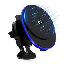 15W MagSafe Car Mount Charger Samsung Android Wireless Car Charger for Black-4