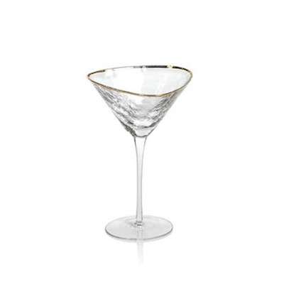 Aperitivo Triangular Stemware or Glassware - Clear with Gold Rim - Set of 4 M...