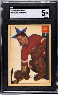 1954-55 Parkhurst # 33 Terry Sawchuk HOF SGC 5 EXCELLENT  CLEAN!!
