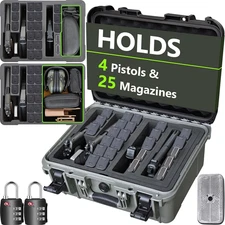 TSA Approved Pistol Gun Case for Multiple Handguns – Hard Shell Waterproof & Dus