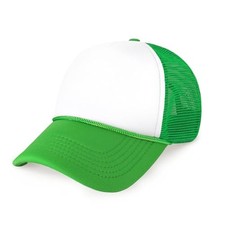 Classic Foam Trucker Hat Summer Mesh Rope Cap Solid One Size White/Kelly Green